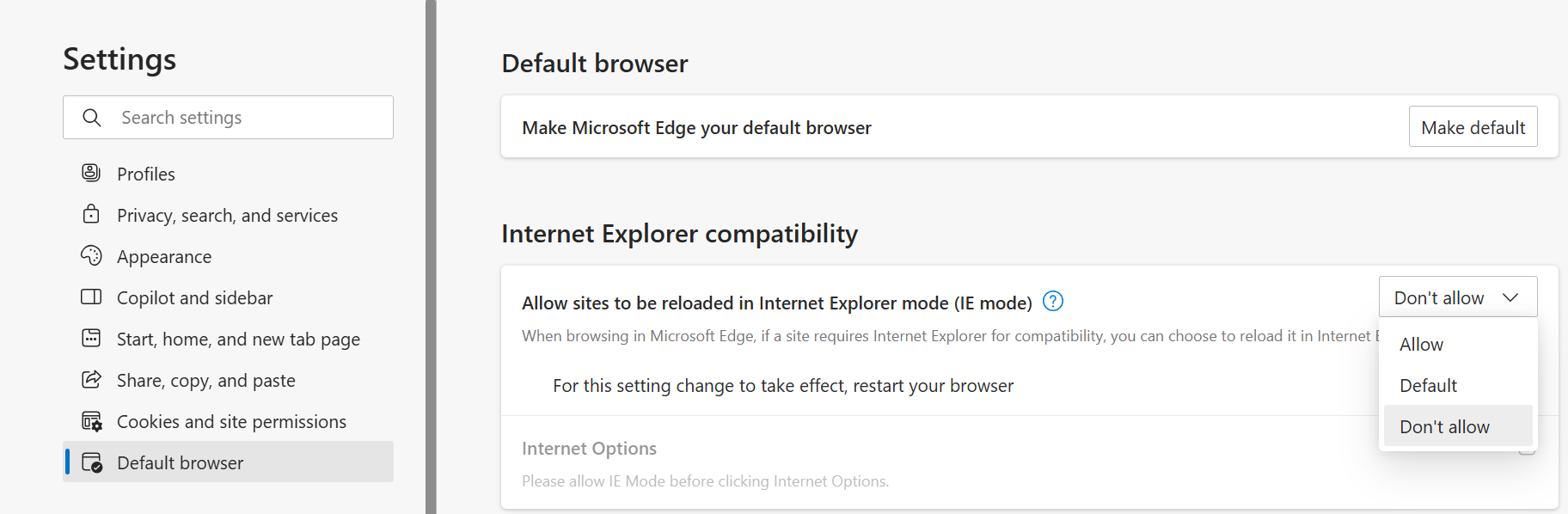 Microsoft Edge Settings