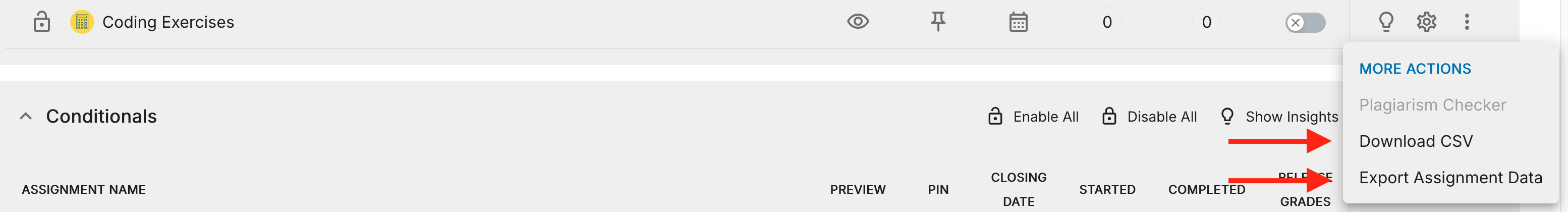Download assignment data