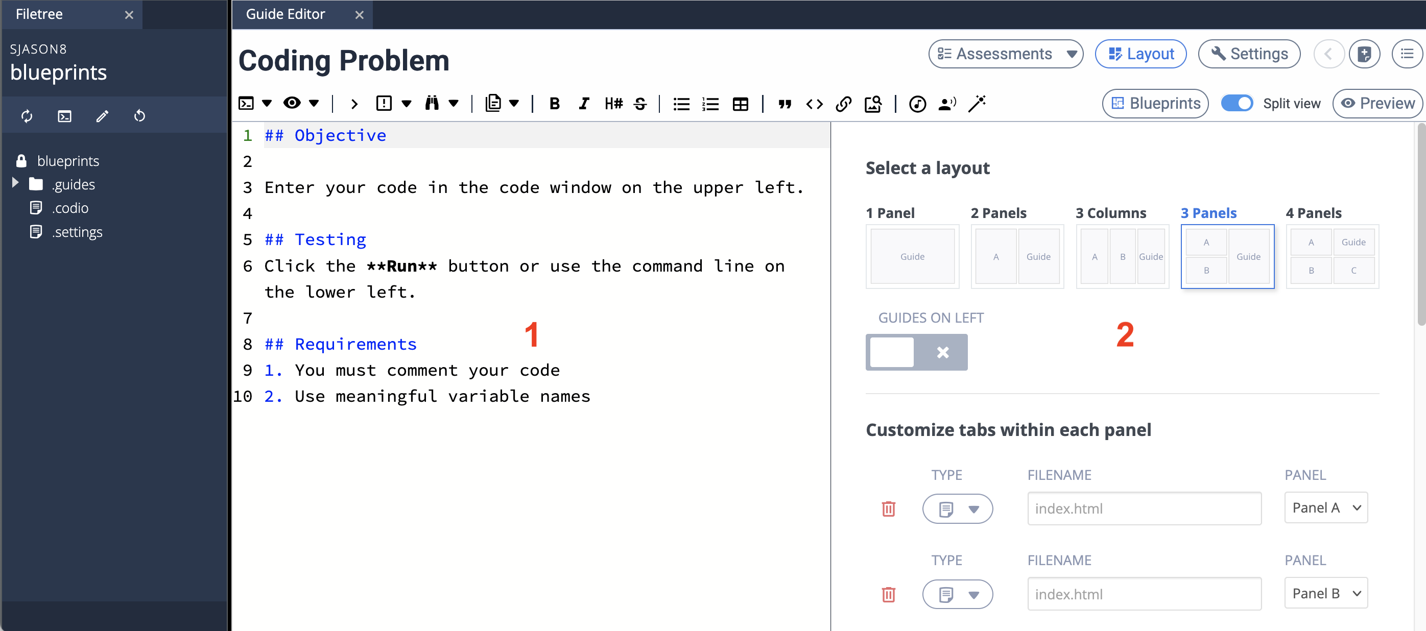 Setting up your guide page and layout before creating a blueprint