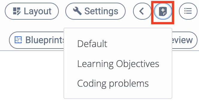 Accessing blueprints from the New Page icon