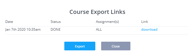 Course Export Links