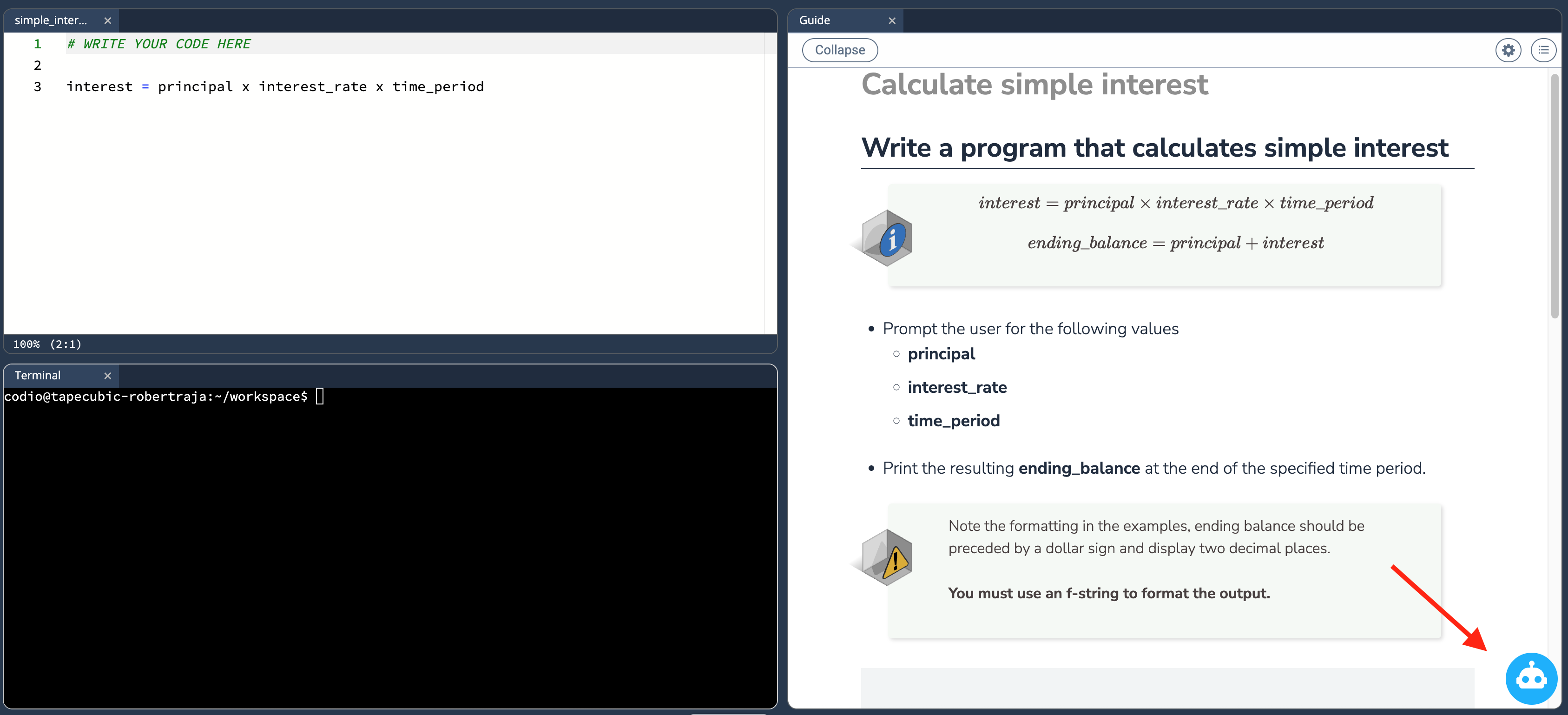 Virtual Coach icon at the bottom right corner