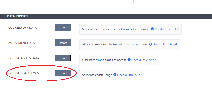 Export Course Coach Logs