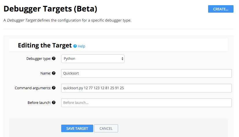 Create Debug Target