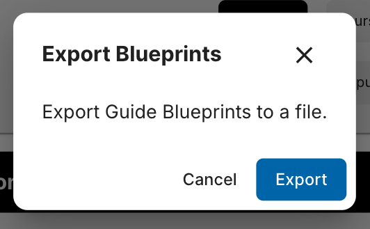 Export Blueprints window