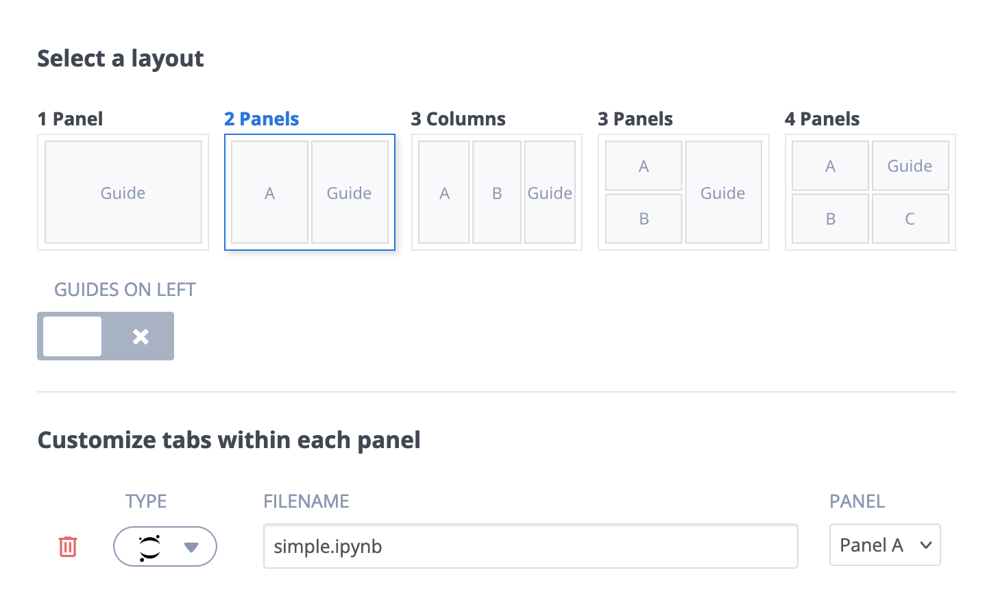 Configuring the layout for Jupyter Lab