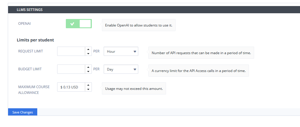 LLMs Course settings