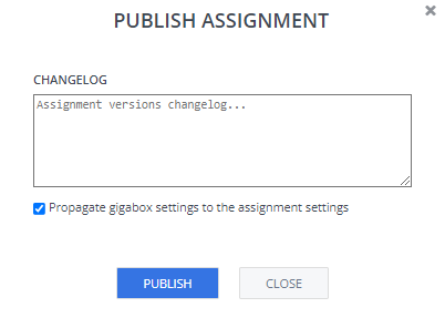 Publish Dialog