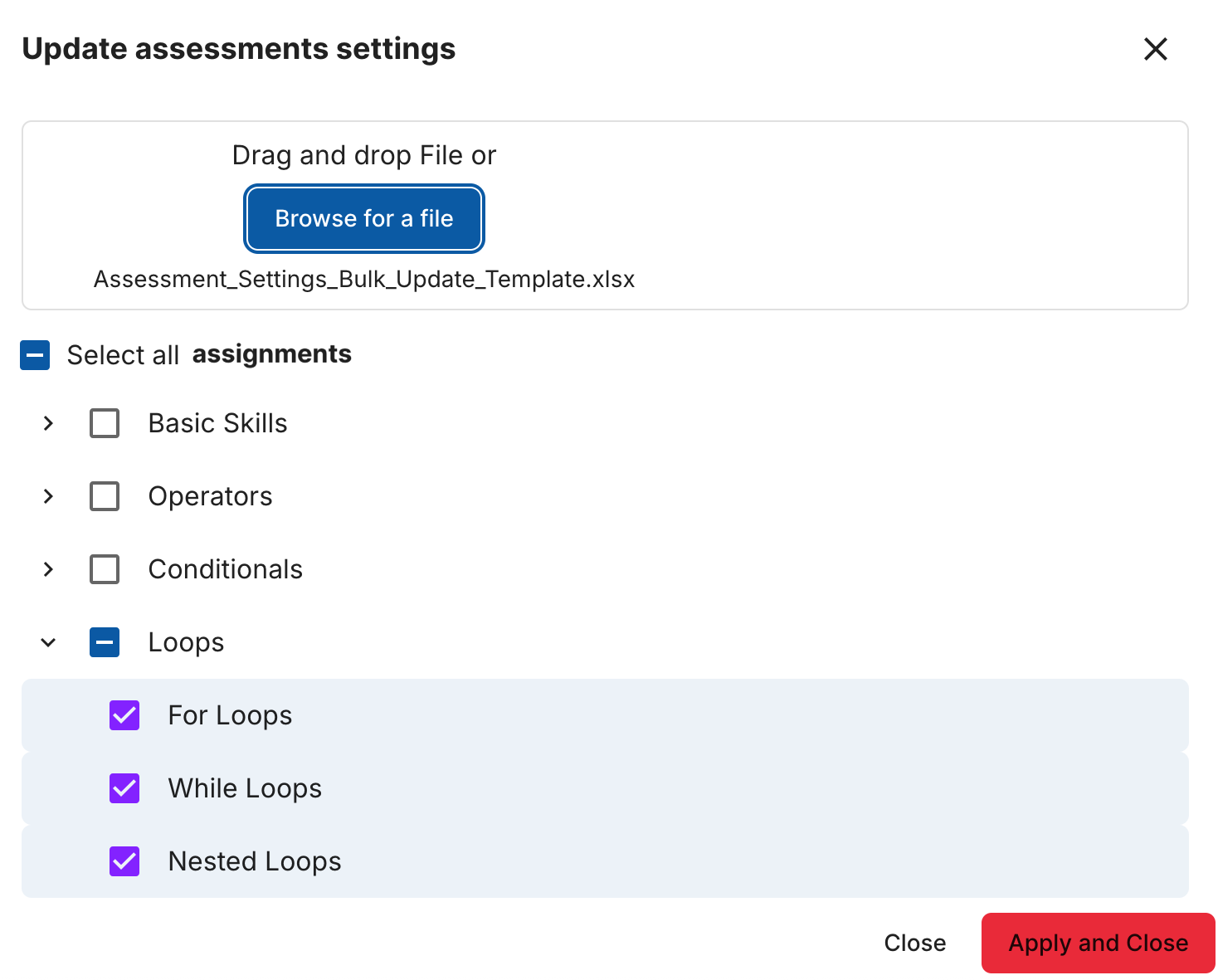 Select excel Batch Update