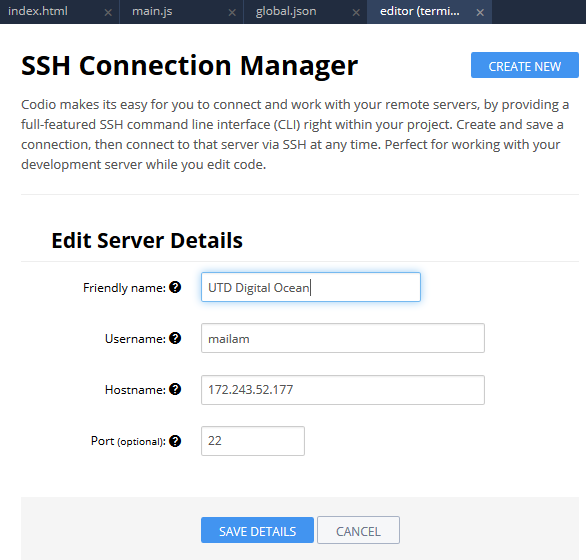 ssh connection edit