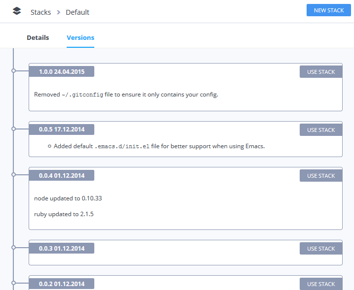 Stack Version History